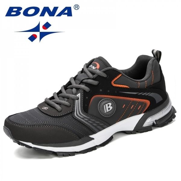 

bona running shoes men fashion outdoor light breathable sneakers man lace-up sports walking jogging shoes man comfortable 220513, Black