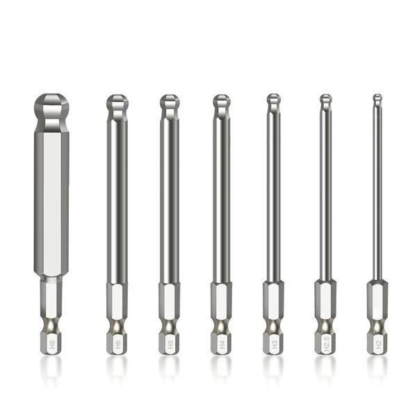 Utensili manuali Set di punte per cacciavite esagonale con estremità sferica da 7 pezzi Set di punte per cacciavite magnetico a brugola lungo 65 mm BitHand