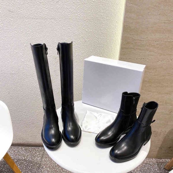 

leather boots women's boots warm shoes knight metal decoration winter series, Black