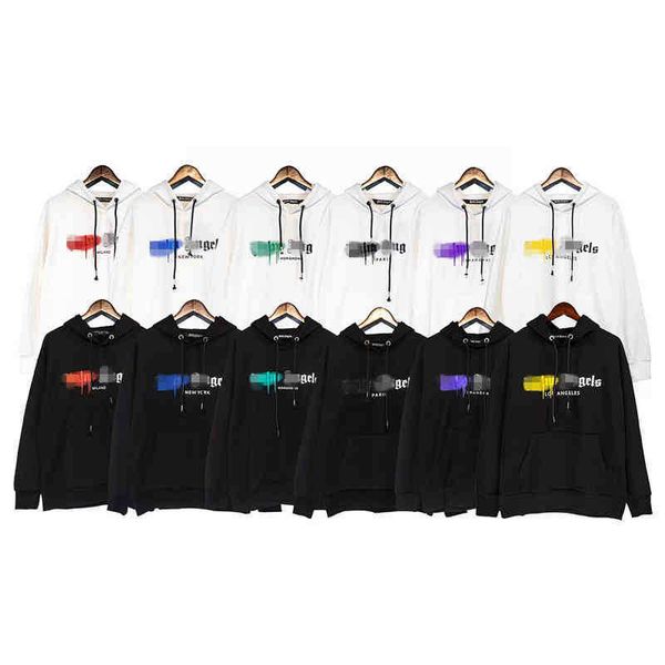 

european and american designer palmangel hoodies spring clothes ins coat graffiti letter printing loose hooded sweater for men and, Black