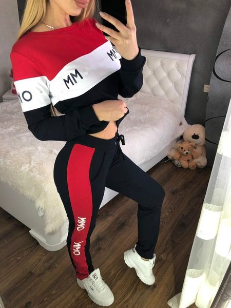 

fashion designer superior quality women's two piece pants long sleeve sports suit sport suits, White