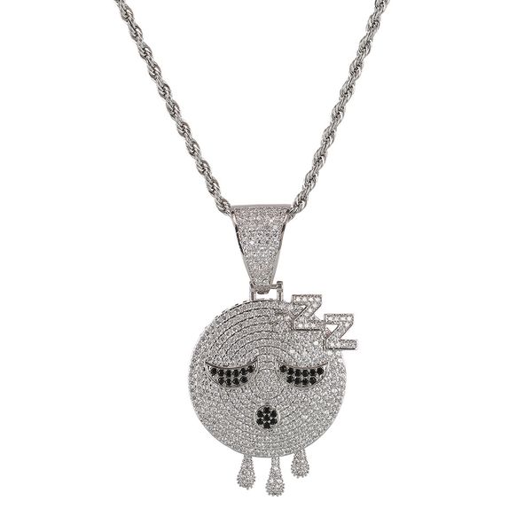 

pendant necklaces iced out sleep necklace & with 4mm tennis chain gold silver color bling cubic zircon men's hip hop jewelry for women