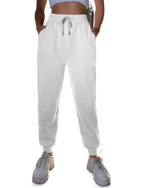

petite slant pocket drawstring sweatpants 24mq#, Black;white