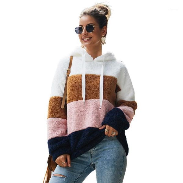 Casacos de trincheira feminina Design original Amazon Selling Products 2022 Autumn e Winter Stitching Velvet Sweater Top