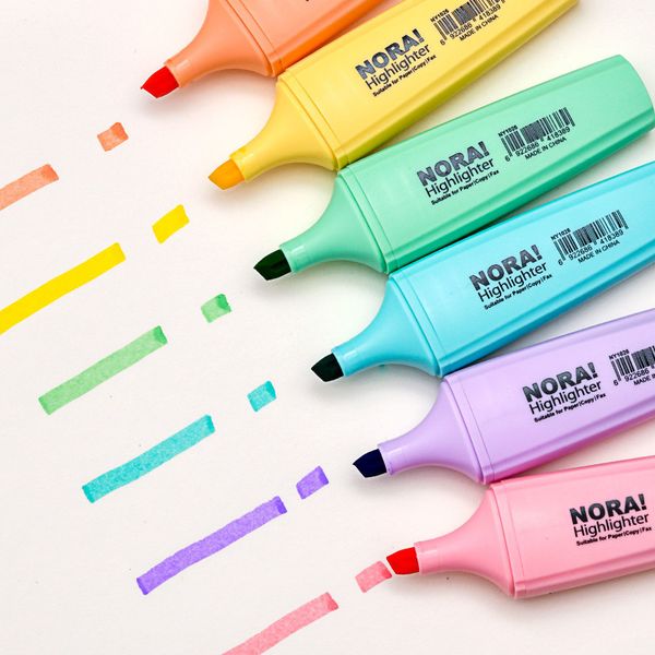6pcSset Macaroon Color Highlighters Marcadores fluorescentes Conjunto de canetas Mini Candy Color Plans Candy Pensner Art Pensis