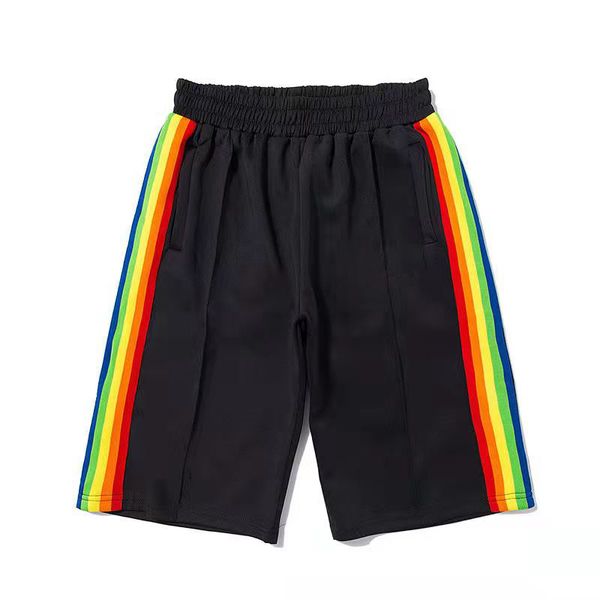 Shorts de designer de verão masculinos letra impressão de manchas coloridas de tamanho europeu de cintura elástica da cintura solta colorida sólida calças secas rápidas