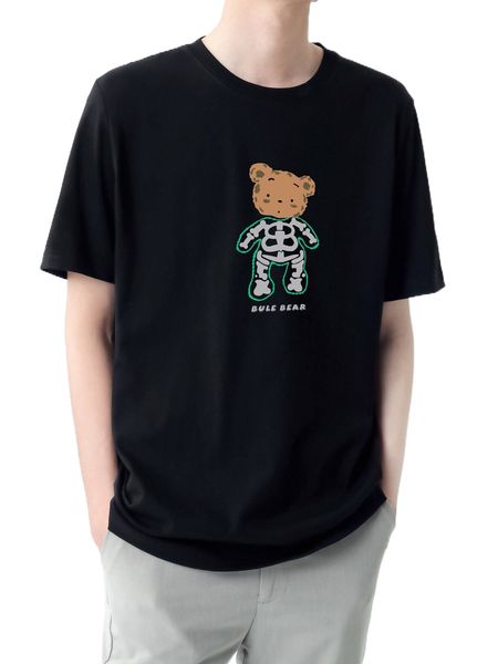 

men bear & slogan graphic tee f8ce#, White;black