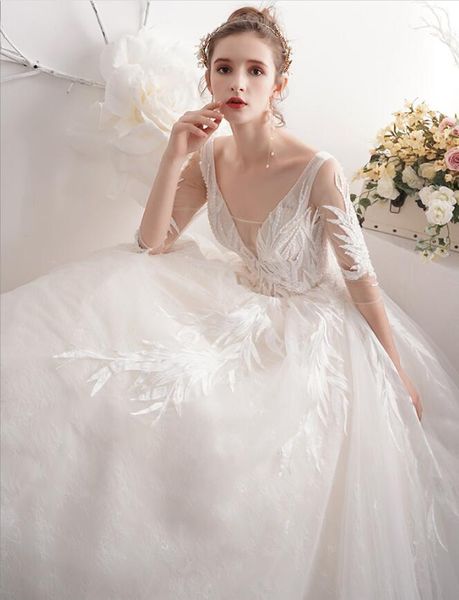 2022 Nuovo abito da sposa leggero retrò Hepburn Super Fairy Fluffy Fluffy esci Yarn Starry Sky Wed Dresses Vestitido de nolia