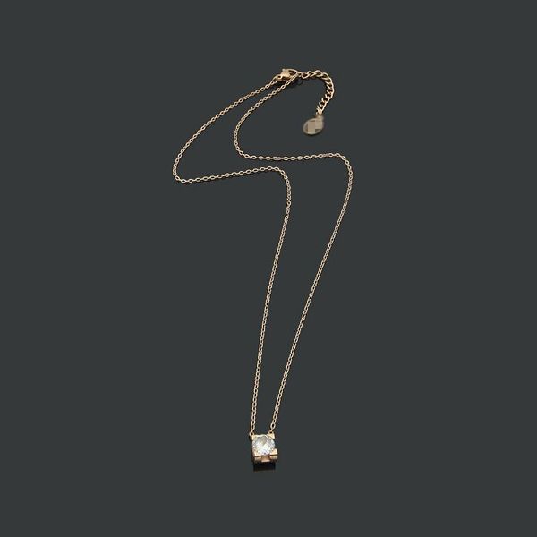 

luxury designer jewelry women gold necklace ogb74 european and american fashion couple digital lucky necklace high texture diamond set, Silver