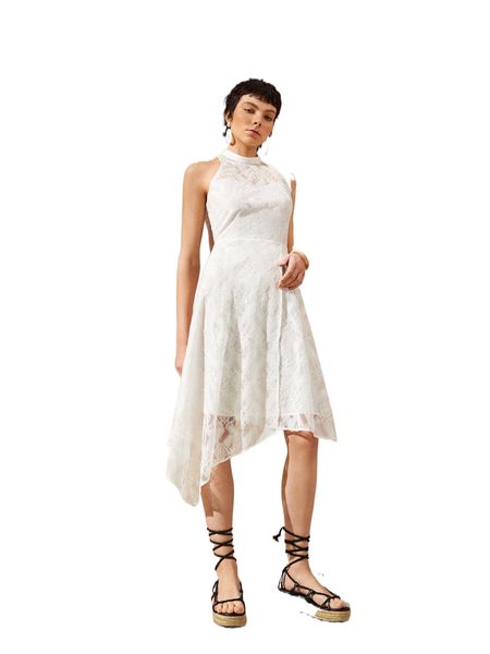 

solid lace asymmetrical hem dress c3mu#, Black;gray