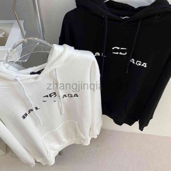 

designer black white balanciagas hoodie oversized vintage luxe fashion brands autumn winter paris mosaic bb trend hooded plush terry men&#03
