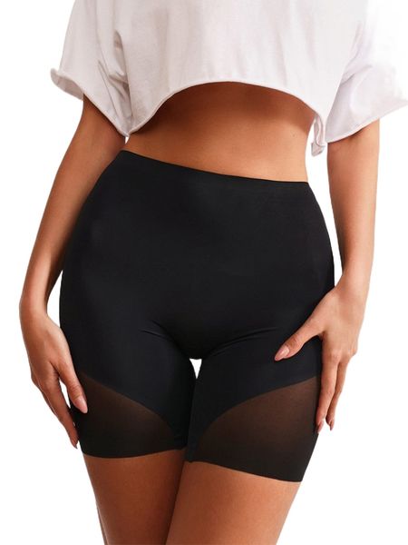 

high waist contrast mesh shapewear shorts q7re#, Black;red