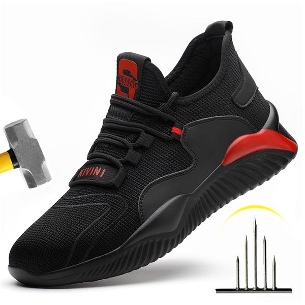 

2022 new male indestructible shoes work sneakers steel toe shoes work boots safety shoes men puncture-proof industrial, Black;brown