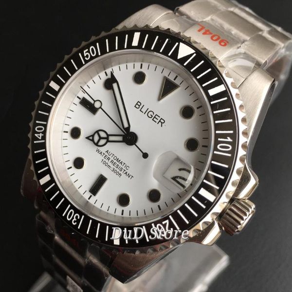 Armbanduhren 40mm Herrenuhr Weißes Zifferblatt 316L NH35A Uhrwerk Automatik Saphirglas Keramiklünette Armbanduhr Mode GeschenkeArmbanduhr