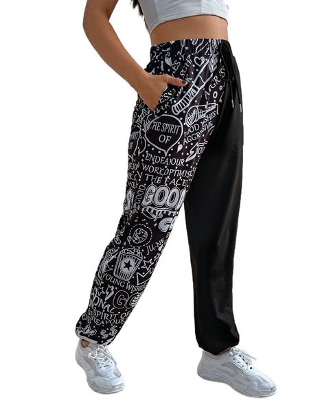 

letter graphic knot front joggers y5ji#, Black;white