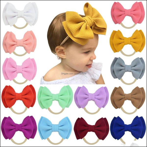 Stirnb￤nder Haarschmuck Doppelschicht Bug Haarband Baby Girls Kleinkinder Kinder Elastizit￤t Stirnband Knotted Nylon Turban Kopf Wickeln Bogenknoten Accessori