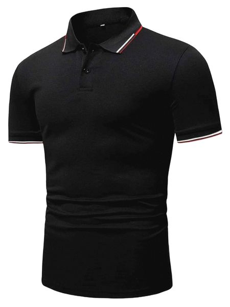 

men contrast trim polo shirt h2bc#, White;black