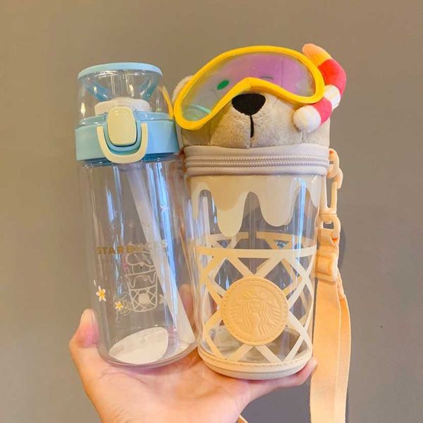 

starbucks 2021 summer limited cute cone astronaut bear dietitian drinking cup plastic straw cup