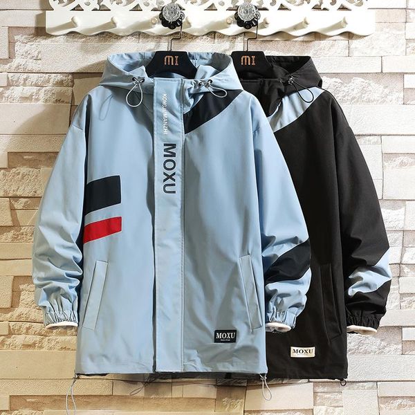 

men's jackets korea fashion 22ss spring autumn black patchwork baseball uniform zipper jacket men's streetwear bomber clothes over, Black;brown