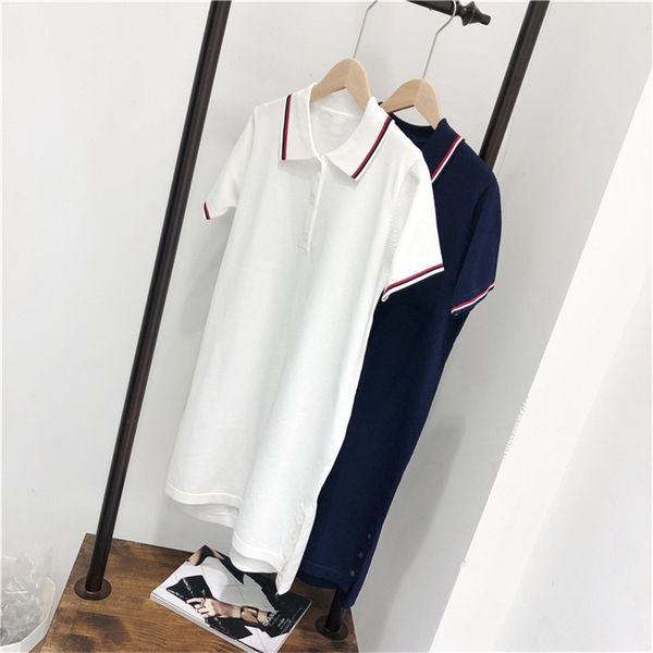 

summer explosion gore new net red same tb knitted ice hemp polo dress medium and long skirt fashion, Black