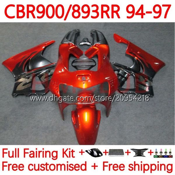 Kit corpo per HONDA CBR893 CBR 900 893 RR CC 89-97 Carrozzeria 120No.19 CBR 893RR 900RR 893CC CBR893RR 89 94 95 96 97 CBR900RR 1989 1994 1995 1996 1997 Carena arancione grigio