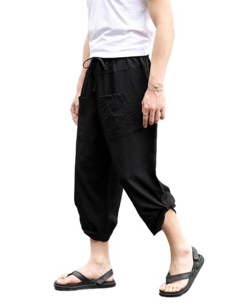 

men roll tab hem pants i0hs#, Black