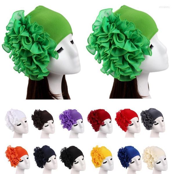 Grandi Fiori Turbanti Per Le Donne Foulard Elastico Cofano Musulmano Arabo Copricapo Avvolgente Berretto Da Donna Cappello Accessori Per Capelli Chemio Caps Beanie/Skull