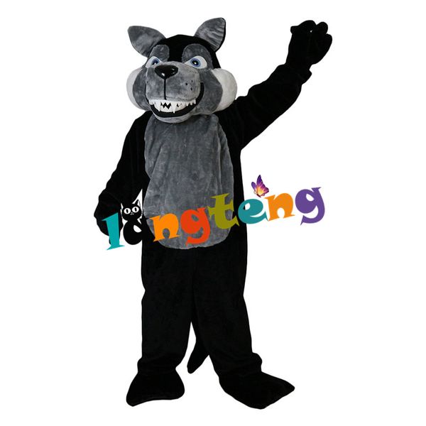 Costume de boneca de mascote 917 preto lobo mascote animal desenho de caráter adulto