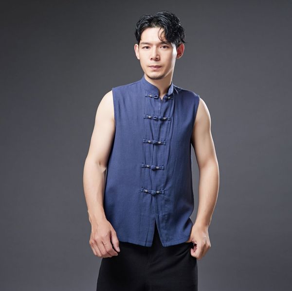 

men's t-shirts mens sleeveless vest cotton linen tank summer chinese style bodybuilding undershirt workout fitness for men, White;black