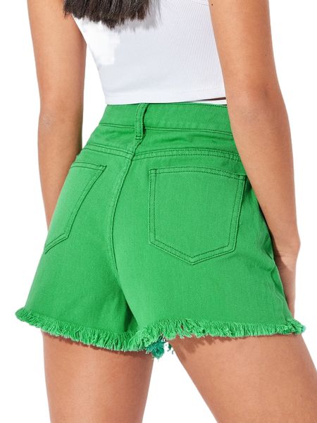 

petite slant pocket raw hem denim shorts g6ve#, White;black