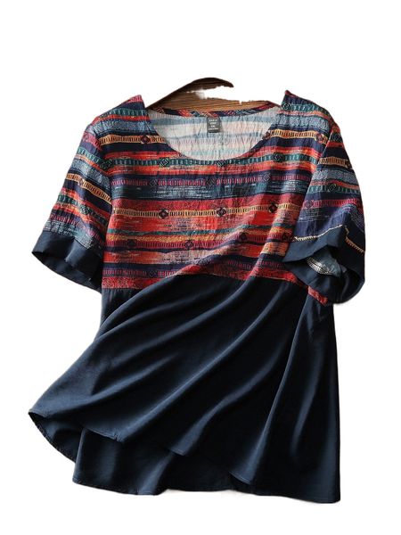 

plus geo graphic blouse k84a#, Black