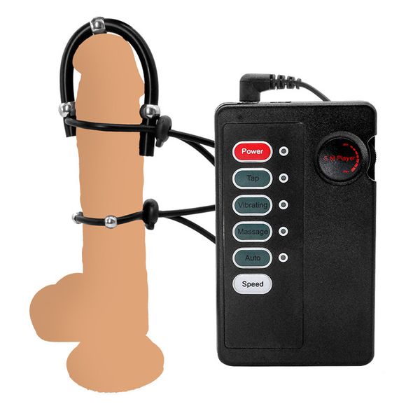 Elektroschock-Massagegerät, männlicher Penisring, Eichelstimulator, Elektrophysiotherapie, Penisübung, Verzögerung, harte Masturbation, sexy Spielzeug für Männer