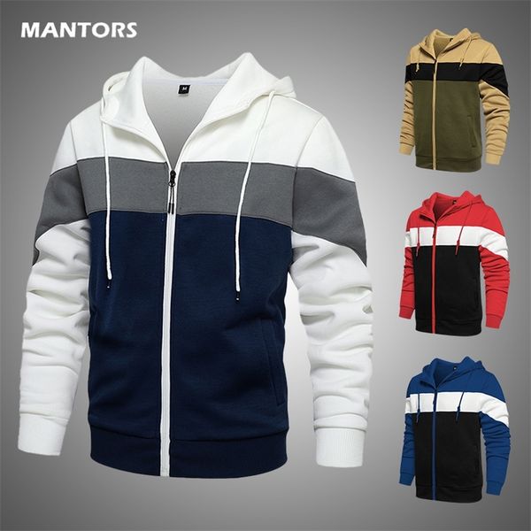 

mens zipper sweatshirt patchwork hip hop hoodies men streetwear autumn casual fleece hoodies men brand sweatshirt coat 220809, Black