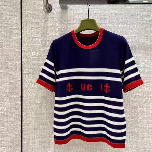 

spring summer new jacquard stripe contrast bonded vest short sleeved sweater, White