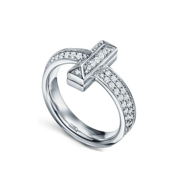 Кольца Band Rings Luxury Designer Rings 925 Silver Cz Diamond Letter T Женщины и мужчины обручальное кольцо.