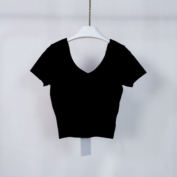 

lu-07 align women's yoga short sleeve shirts swiftly solid color nude tech sports shaping waist tight fitness loose jogging sportswear, White;red