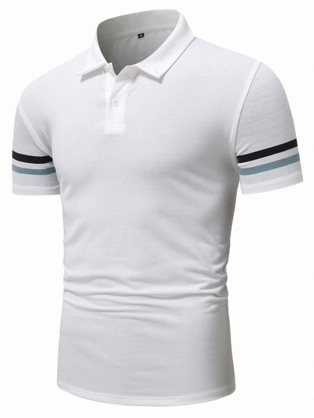 

men striped cuff polo shirt j7xl#, White;black