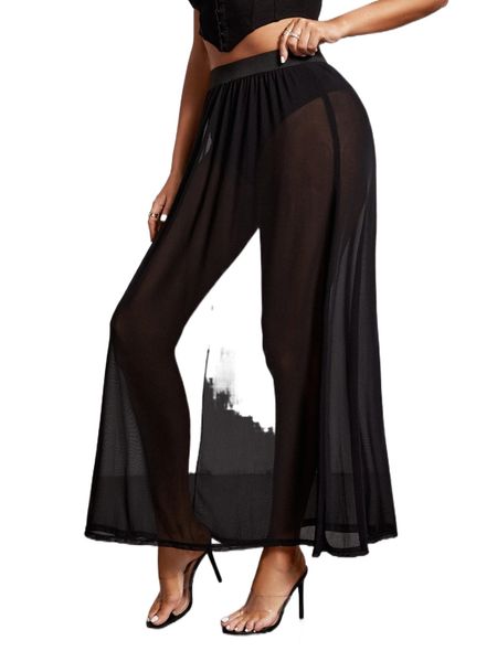 

sxy high waist panty lined mesh skirt s5lw#, Black