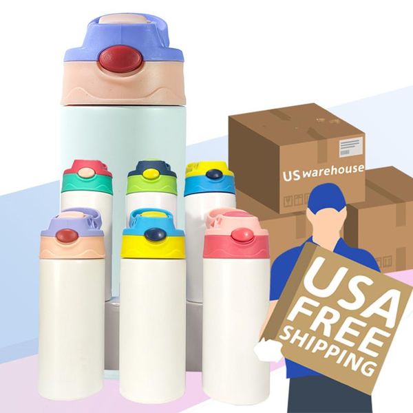 5 renk 12oz su şişesi süblimasyon çocuklar düz yudum bardak kupalar paslanmaz çelik yalıtımlı çocuklar ev seyahat taşınabilir kupa