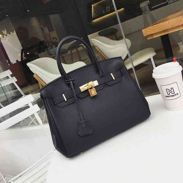 

luxury women birkinss handbags leather platinum bag cowhide 2022 women's litchi pattern hand sewn wax thread portable nazx
