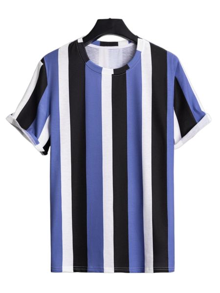 

men block striped tee y20b#, White;black