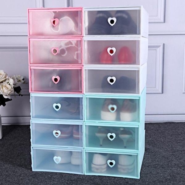 Armadio per abbigliamento Scatole per scarpe in plastica Scatole per scarpe trasparenti pieghevoli Cassetto addensato Organizer impilabile Scaffale per scarpe Abbigliamento