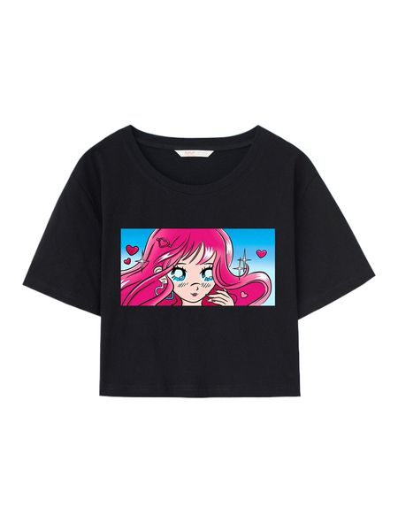 

romwe x megawork cartoon figure graphic tee f6pd#, White