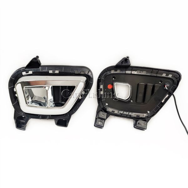 2PCS Auto beleuchtung Für Kia Sonet 2020 2021 Auto Tagfahrlicht Nebel licht Lampe LED DRL Mit gelb blinker signal273W