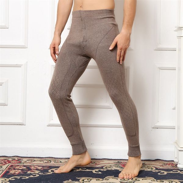 Man Leggings Double Cashmere quente mais espesso e calça de malha longa de tricô de lã para inverno pesado 3 coloras de calça 201128