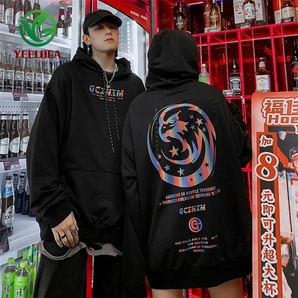 

oversize loose hiphop brand reflective long-sleeved pullover hoody men and women rola couple's large size autumn 201130, Black