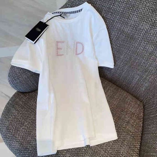 

2022 summer new t-shirt women's manual letters exquisite short sleeve, White