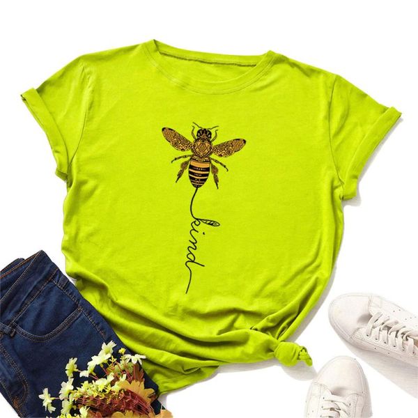 

women's t-shirt kawaii bee print women t shirt harajuku summer short sleeve oversize tee casual loose graphic ladies plus size tshirt, White