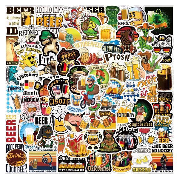 100PCS Lustige Charakter Blatt Coole Bier Aufkleber Ästhetischen Laptop Telefon Wasser Flasche Wasserdichte Graffiti Aufkleber Packs Spielzeug