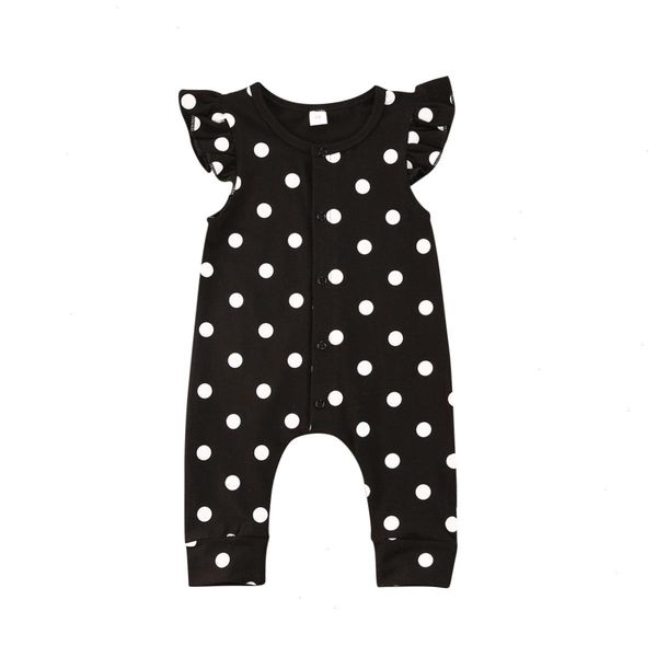 

baby summer clothing infant newborn romper girls polka dot print flounced sleeve jumpsuit, Blue